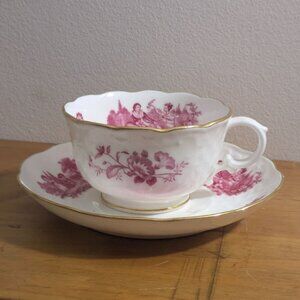 Mintons Pink Pastoral Scene Tea Cup & Saucer T. Goode & Co. Gold Trim England